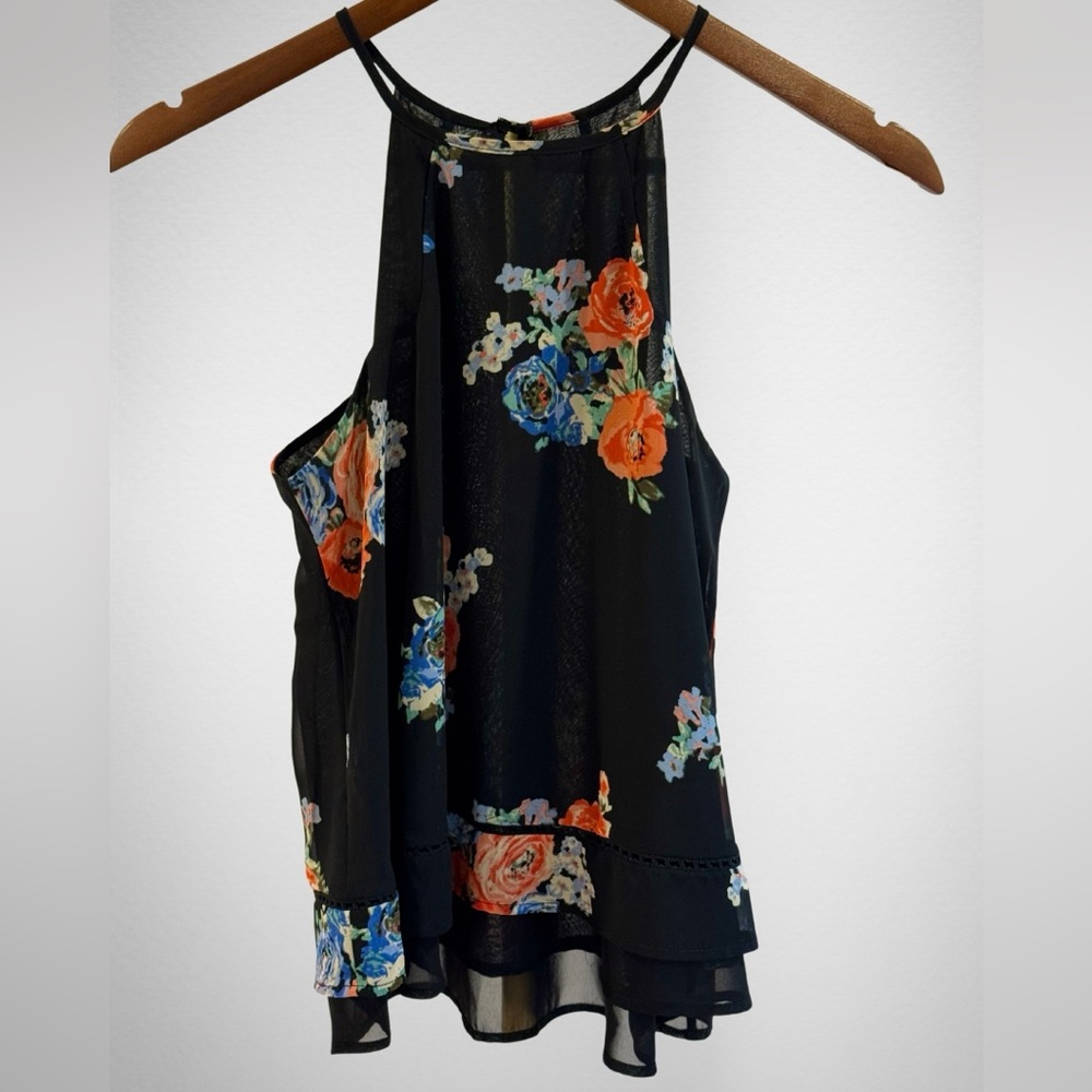 SIENNA SKY • Black Floral Tank Top